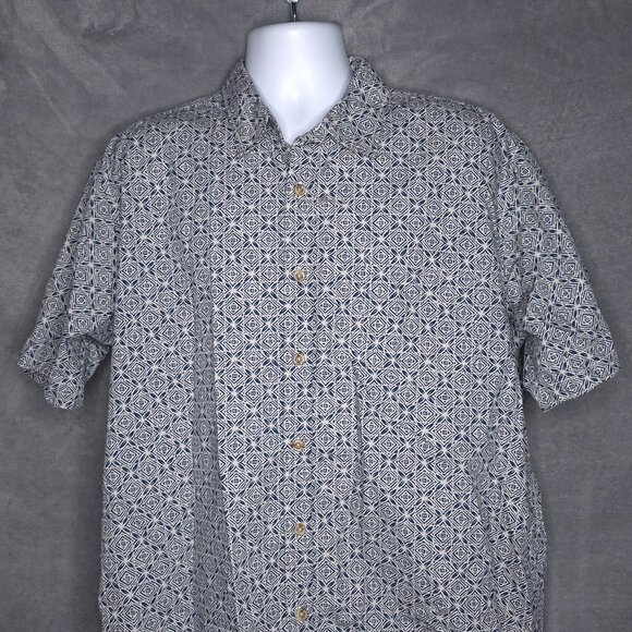 Cooke Street Mens XL Camp Shirt Geometric Print Button-Up Short Sleeve - Picture 1 of 5